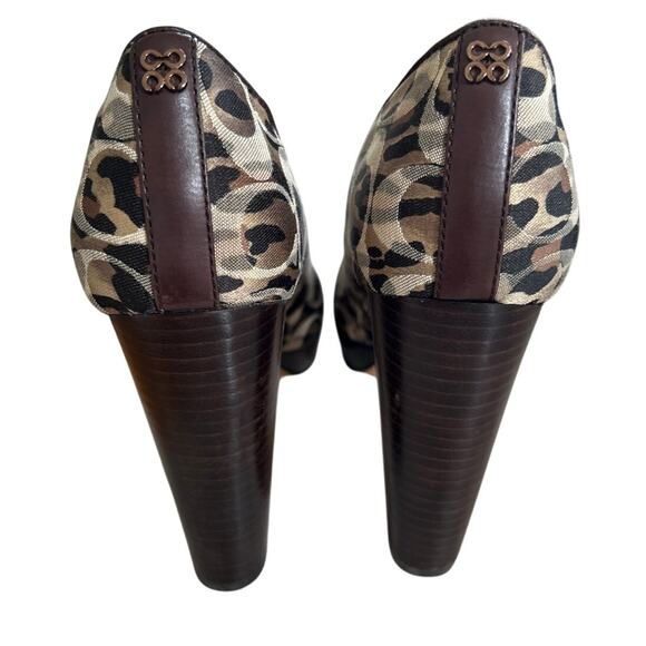 Vintage Y2K Coach Leopard Print Brown Stacked Heel Round Toe Pump - Picture 5 of 9